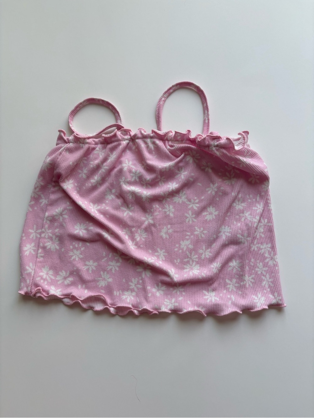 Ardene Pink Floral Ribbed Tank Top